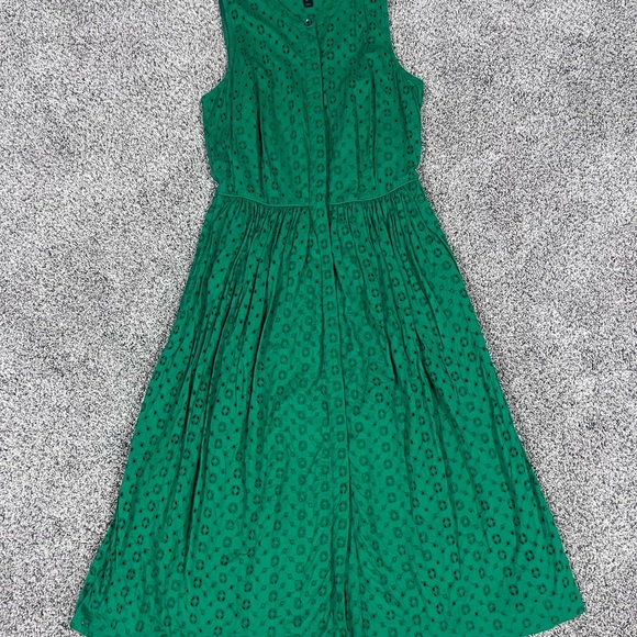 J Crew Eyelet Sleeveless 100% Cotton Lined Buttoned Shirt Dress Women’s Size 2 T - Picture 3 of 13